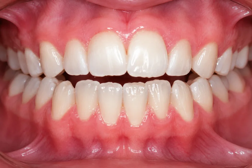 Crossbite of back teeth — top back teeth biting inside the bottom teeth